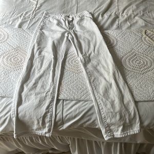 White straight leg jeans